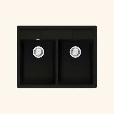 Évier timbre d'office granit noir Kümbad EWEN 2 bacs