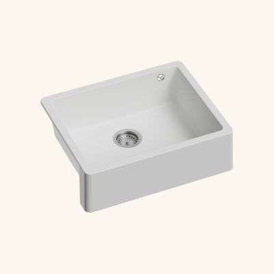 Évier timbre d'office sous-plan Kümbad SWAN granit blanc 1 bac