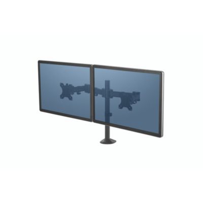 Support double ecran Fellowes Reflex 8502601 noir reglable pince oeillet