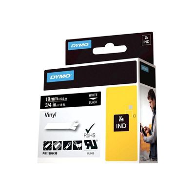 Dymo RHINO Etiquette en vinyle, 19 mm x 5,5 m Blanc - vue 2