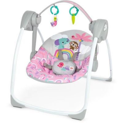 Balancelle bébé portable Bright Starts Pink Paradise 2 positions, 6 vitesses, 10 mélodies