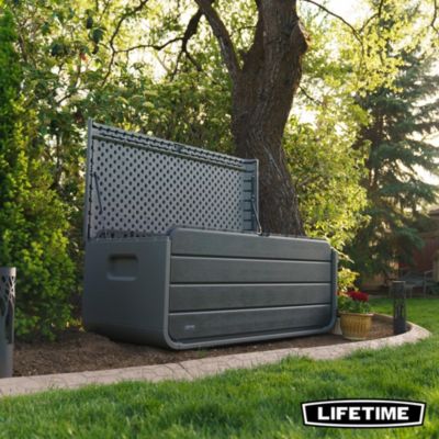 Coffre de jardin Lifetime en polyéthylène (PE) coloris gris l.147 1 x P.72 x H.64 5 cm