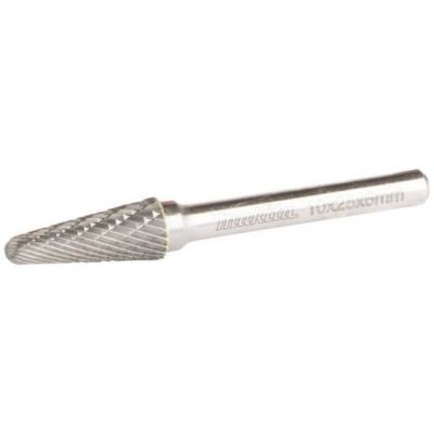 Fraise sur tige carbure de tungstène cône rond 10 mm x 25 mm tige 6 mm B 52819