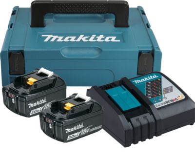 Pack 2 batteries 18V 3Ah + chargeur + coffret MAKPAC MAKITA 197952-5