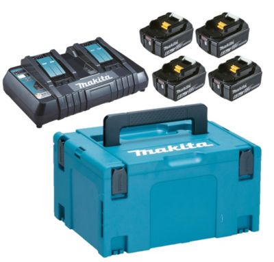 Pack 4 Batteries 6Ah BL1860 + Chargeur double MAKITA DC18RD + coffret Makpac 198091 4 - vue 4