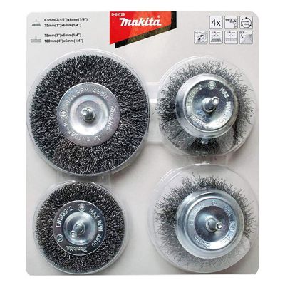 Lot de 4 brosses boisseau en acier pour perceuse MAKITA D 65729 - vue 2
