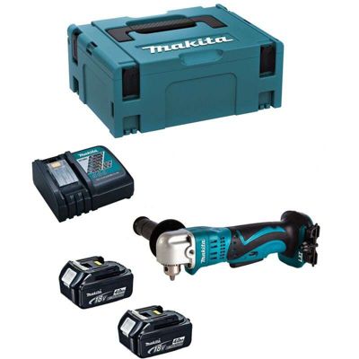 Perceuse d'angle sans fil 18V Li Ion livrée avec 2 batteries 4Ah en coffret MAK PAC2 MAKITA DDA350RMJ - vue 3