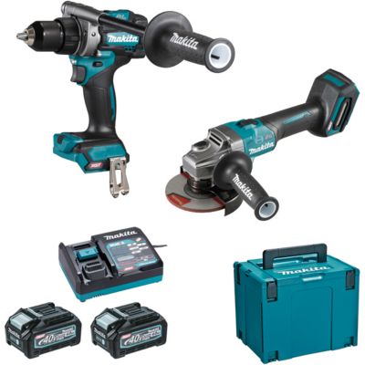 Makita Pack 2 outils 40V (DF001GZ + GA005GZ) + 2 batteries 4Ah + chargeur rapide + c MAKPAC - DK0124G201 Noir - vue 3