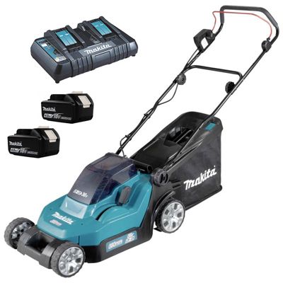 Tondeuse 36V 2x18V 38cm + 2 batteries 4Ah + chargeur double en boite carton MAKITA DLM382CM2 - vue 2