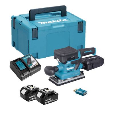 Ponceuse vibrante 18V 93x185 mm Bluetooth AWS MAKITA avec 2 batterie 18V 5.0Ah chargeur MakPac DBO381RTJU