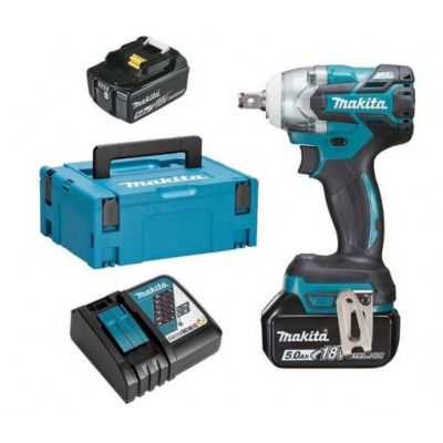 Boulonneuse à chocs 18 V LXT 330 Nm MAKITA avec 2 batteries 5 Ah, chargeur rapide et coffret MAKPAC - DTW301RTJ