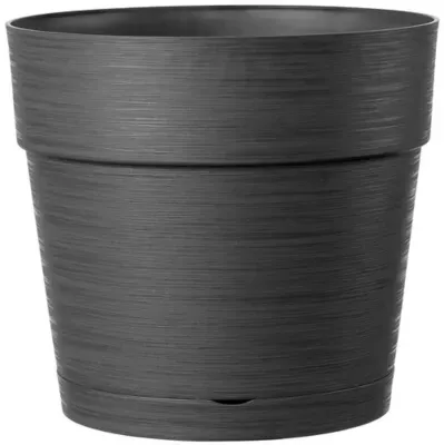 Pot rond à réserve d'eau plastique Deroma Save R anthracite ø38 x h.34,3 cm