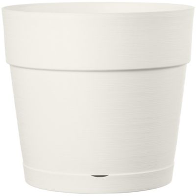 Pot rond à réserve d'eau plastique Deroma Save R blanc ø38 x h.34,3 cm