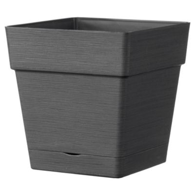 Pot rond à réserve d'eau plastique Deroma Save R anthracite l.35 x h.35 cm