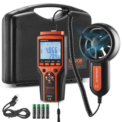 Anemometre VEVOR Anémomètre Portable Numérique Mesure de Vitesse du Vent CFM 10℃ à 60℃ LED