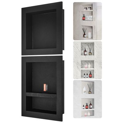 VEVOR Niche encastrable salle bain 40 64x40 64 cm & 40 6x50 8 cm triple étagère plastique XPS coins carrés scellés .