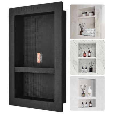 VEVOR Niche douche murale 61x41x10cm plastique XPS double étagère scellée pour savon salle de bain .