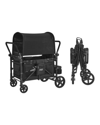 VEVOR Poussette chariot pour 4 enfants, pliable, charge 150 kg. Harnais 5 points, auvent amovible.