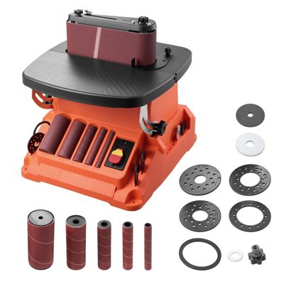 Ponceuse à Broche Oscillante dÉtabli 2000 trmin Course 16 mm VEVOR 5 Manchons Bande Abrasive 610 x 98 mm pour Travail du Bois