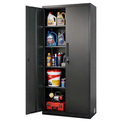 VEVOR Armoire Métallique Meuble de Rangement 175 cm 5 Niveaux Verrouillable