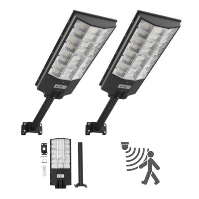 Lampadaire solaire extérieur VEVOR lot de 2 projecteur LED 450 000 lm détecteur de mouvement télécommande IP67