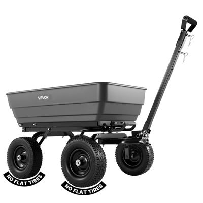 VEVOR Chariot de Jardin Basculant Chariot à Benne PP Max. 544 kg Poignée 2 en 1