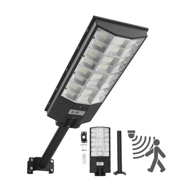Lampadaire solaire extérieur projecteur LED 450000 lm détecteur de mouvement télécommande IP65 lot de 1