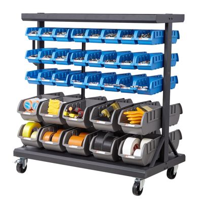 VEVOR Étagère Rangement Mobile Rayonnage Roulettes 68 Bacs 5 Niveaux Double Face - vue 10