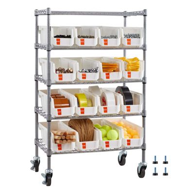 VEVOR Étagère de Rangement Mobile Rayonnage sur Roulettes avec 16 Bacs 5 Niveaux - vue 10