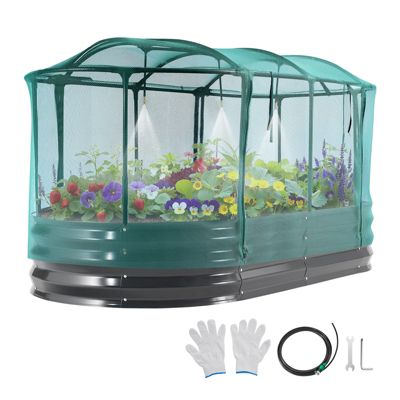VEVOR Carré Potager Surélevé Métal Lit Jardin Ovale 180x90x30 cm Arrosage Auto