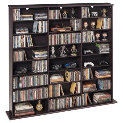 VEVOR Bibliothèque Étagère Meuble de Rangement Multimédia DVD 8 Niveaux