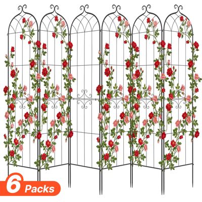 VEVOR Treillis de Jardin Support de Plante Grimpante Métal 52,5x220 cm Lot de 6