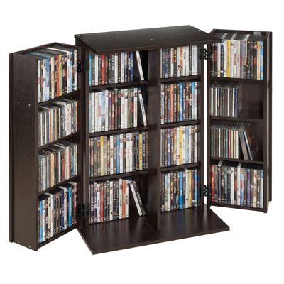 VEVOR Bibliothèque Étagère de Rangement Multimédia 4 Niveaux avec Portes