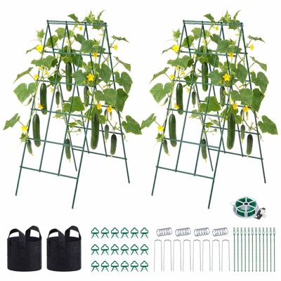 VEVOR Treillis à Concombres Jardin Plante Grimpante Forme A 4 Grilles 117x46 cm