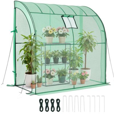 VEVOR Serre de Jardin avec Étagère à 3 Niveaux Adossée Bâche PE pour Plantes Pot - vue 10