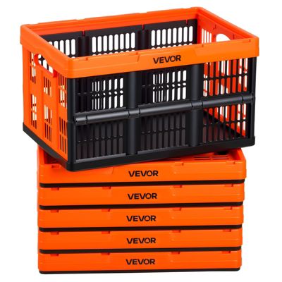 VEVOR Caisse Plastique Pliable 45 Lot de 6 Cagette Empilable Rangement Maison