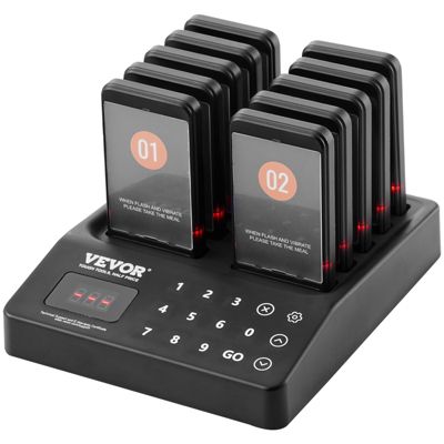 Système de radiomessagerie VEVOR Système de Téléavertisseur sans Fil pour Restaurant 10 Appels Bipeur Café
