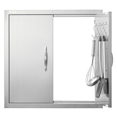VEVOR Porte accès BBQ double 61x61cm inox réversible crochets pour îlot placard extérieur.