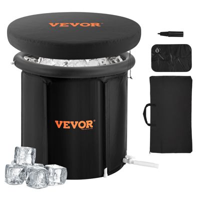VEVOR Baignoire à glace pliable 77 gallons pour athlètes. Récupération eau froide avec couvercle. Portable.