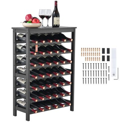 VEVOR Étagère vin 42 bouteilles bambou 7 couches surface supérieure. Autoportante .