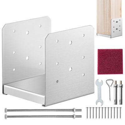 VEVOR Support Base d'Ancrage Poteau Bois 6''x6'' 152x152 mm en Acier Inoxydable