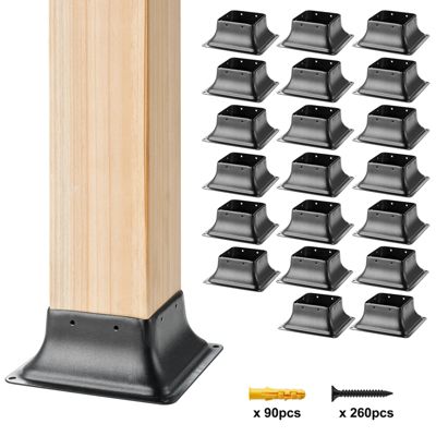 Support Poteau Bois VEVOR 153x153x62mm20PCSacier au carboneBase de barre intérieure 914x914mmpour Ancrage Poteaux Standard