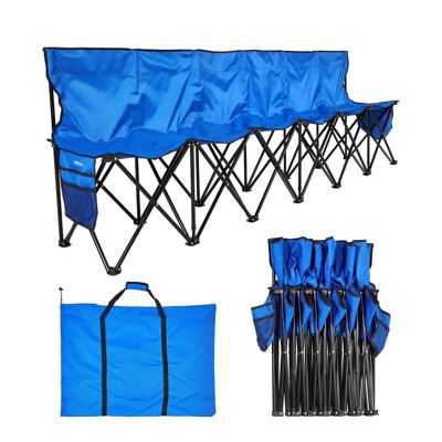 VEVOR Banc Pliant Portable à 6 Places Banc de Camping Pliable avec Poches de Rangement et Sac de Transport siège latéral léger avec Dossier pour Football Baseball et événements en Plein air