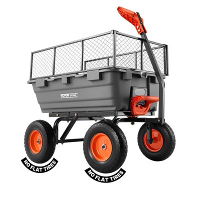 Chariot de Jardin Basculant VEVOR Max. 544 kg Chariot à Benne Basculante PP pour Transport de Bois Plantes Ridelles Amovibles