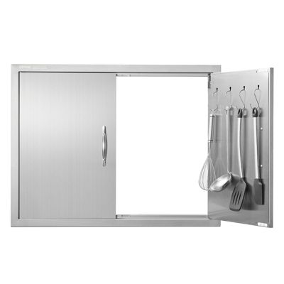VEVOR Porte accès barbecue double 78 7x60 9 cm inox poignées crochets.