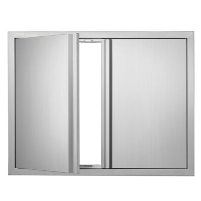 VEVOR Porte accès barbecue double 787x609x45 mm inox poignée encastrée. Pour îlot BBQ.