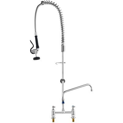 Robinet de Cuisine Commercial VEVOR Douchette Extractible 1120 mm Haut Entraxe 203 mm Bec 305 mm Montage sur Pont Évier Rstaurant