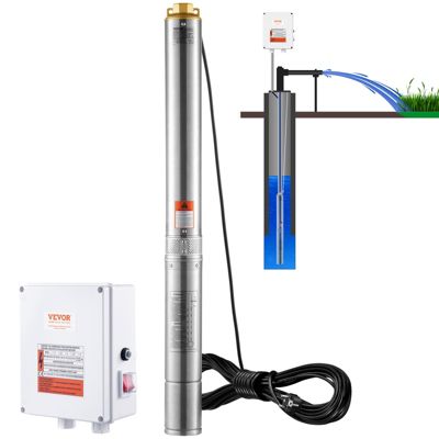 VEVOR Pompe immergee puits profond 2200W inox debit 9 8 m3 h 144 m cordon 19 4 m IP68.