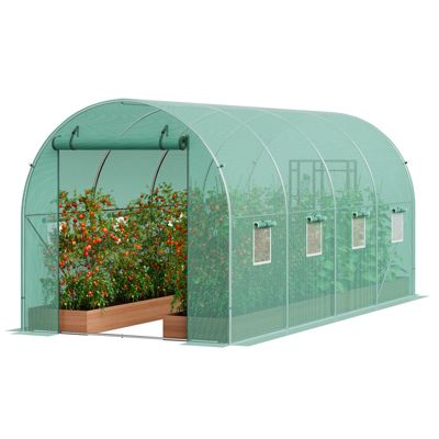 VEVOR Serre tunnel jardin 445x194x192 cm cadre acier galvanisé couverture PE 8 fenêtres.