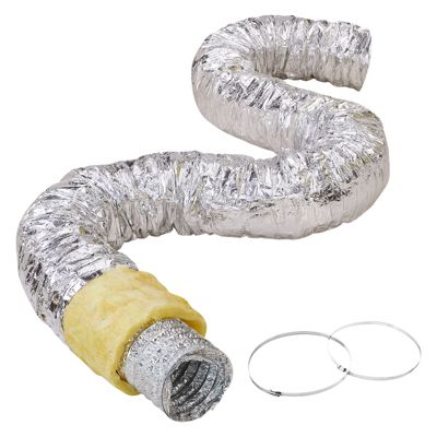 VEVOR Tuyau Flexible Isolé Thermique Conduit de Ventilation CVC R 4.2 158x7620mm